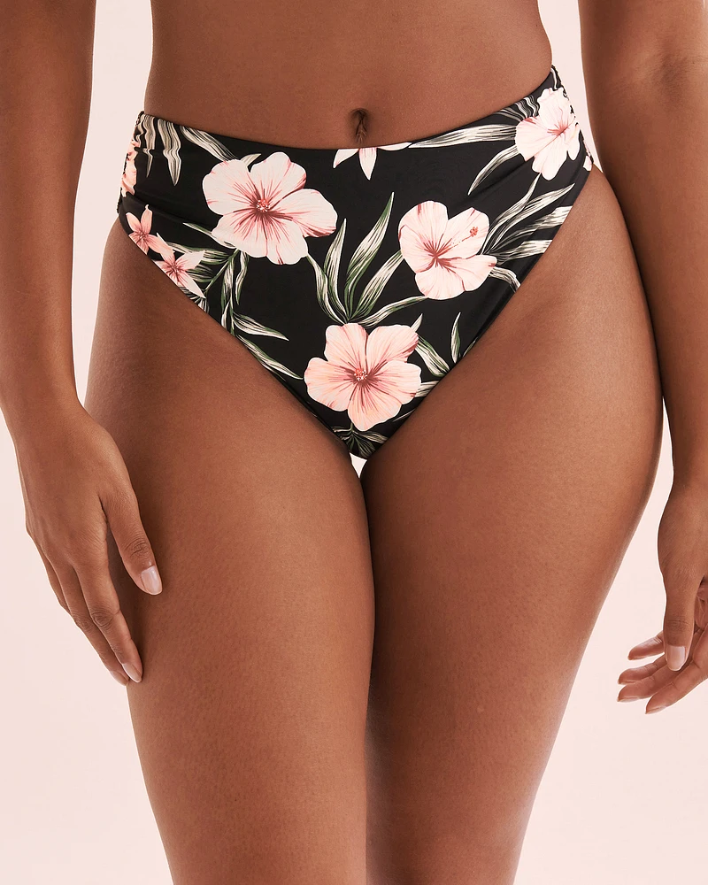 Tropical Hibiscus High Leg Brazilian Bikini Bottom