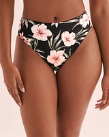 Tropical Hibiscus High Leg Brazilian Bikini Bottom