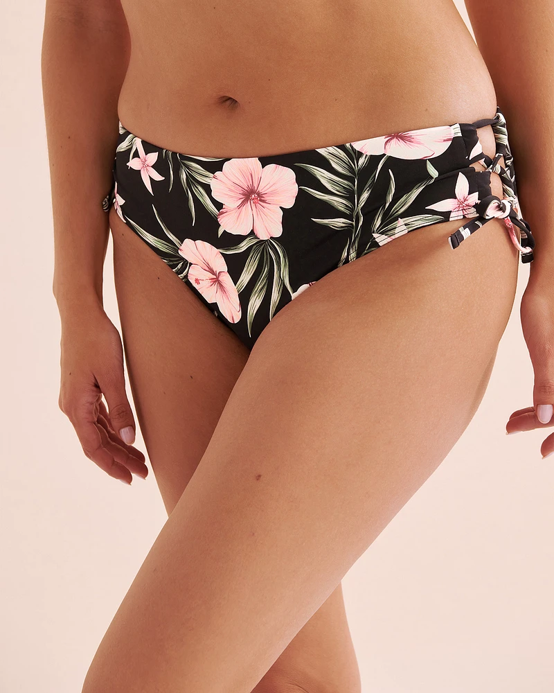 Tropical Hibiscus Side Tie Bikini Bottom