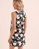 Tropical Hibiscus Crinckle Short Dress