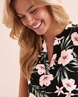 Robe courte plissée hibiscus tropical