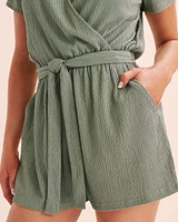 Textured Short Sleeve Romper