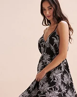 Palm Tree Long Sleeveless Dress