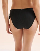 Bas de bikini taille mi-haute côtelé Black Sea