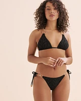 Bas de bikini brésilien taille basse en dentelle feuillage