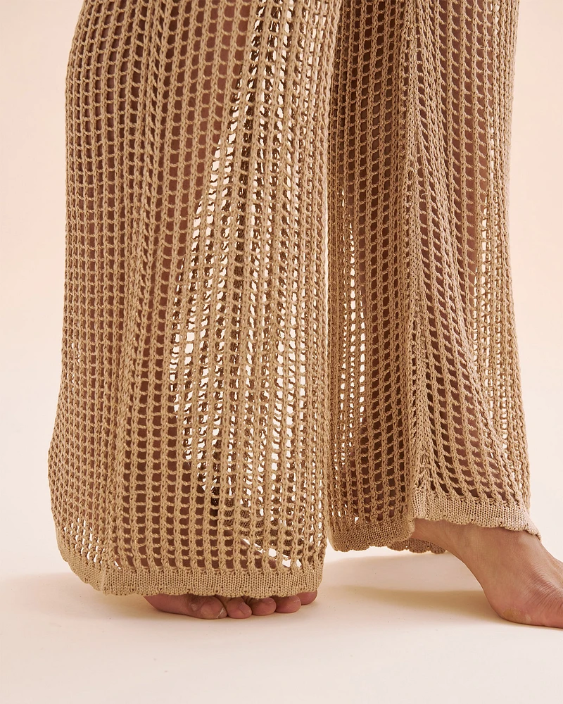 Pantalon jambe large en crochet