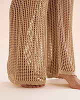 Pantalon jambe large en crochet