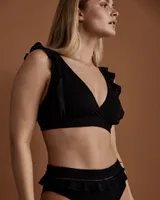 BLACK EMBROIDERY Triangle Bikini Top