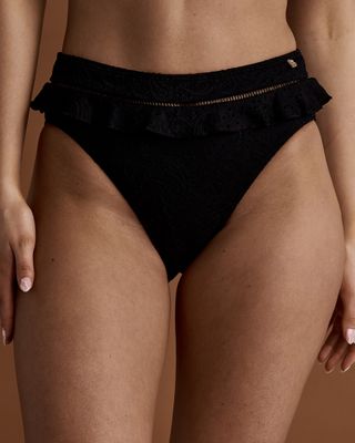 BLACK EMBROIDERY High Waist Bikini Bottom