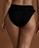 BLACK EMBROIDERY High Waist Bikini Bottom