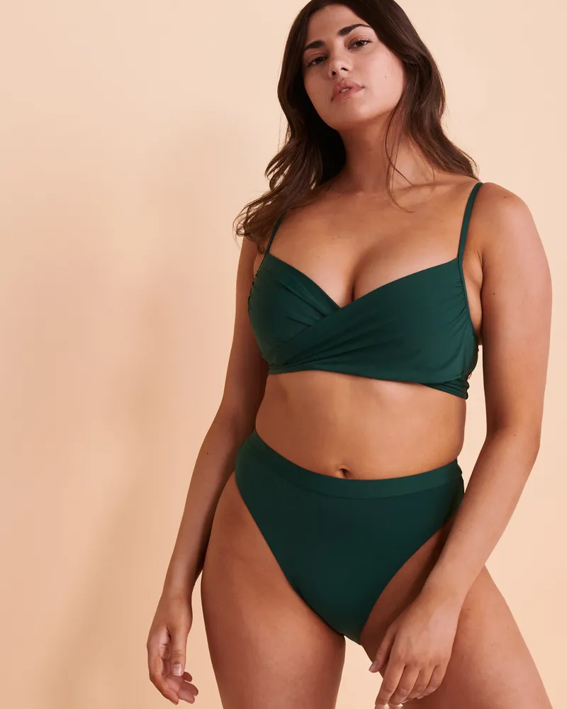 Emerald green high waist bikini bottoms
