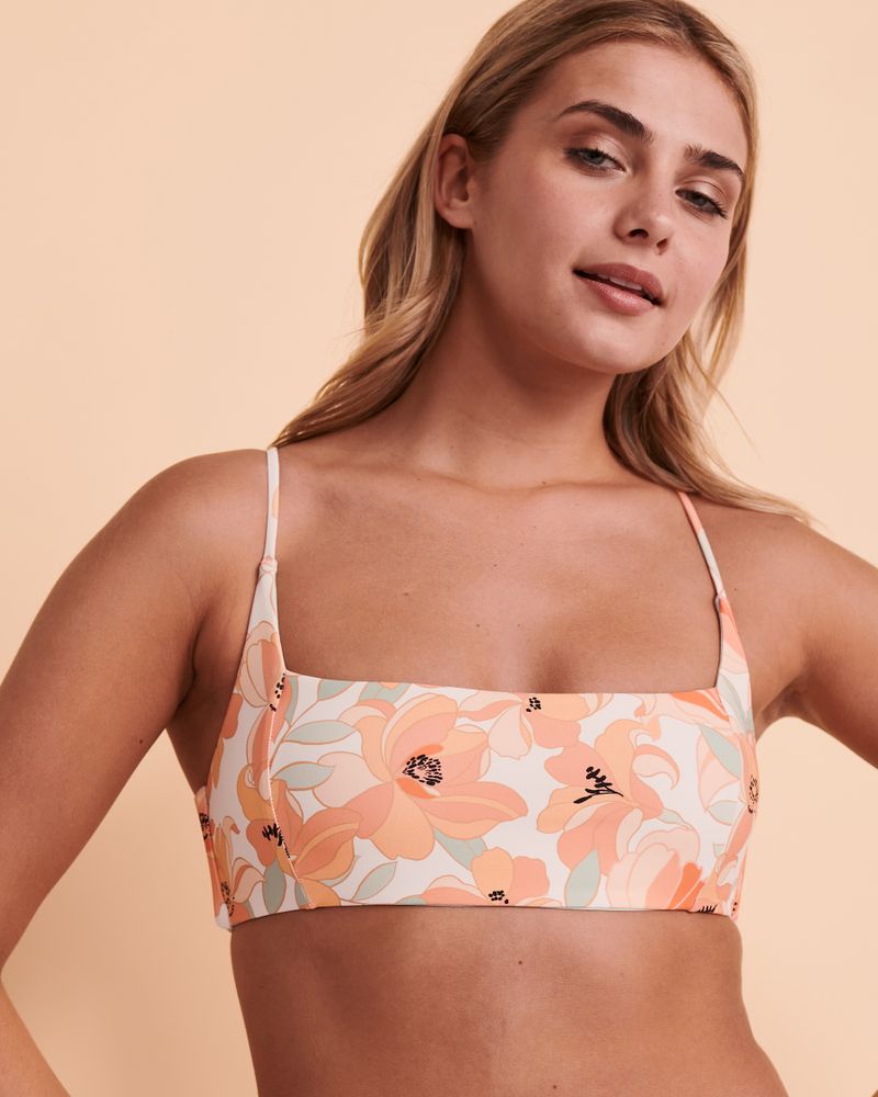 PAPAYA PUNCH Cross Back Bralette Bikini Top