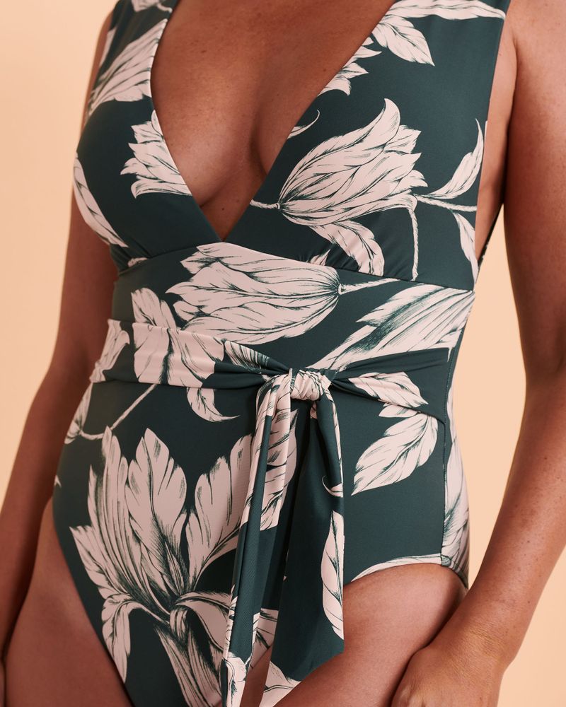 FLEUR DE BLOOM Plunge One-piece Swimsuit