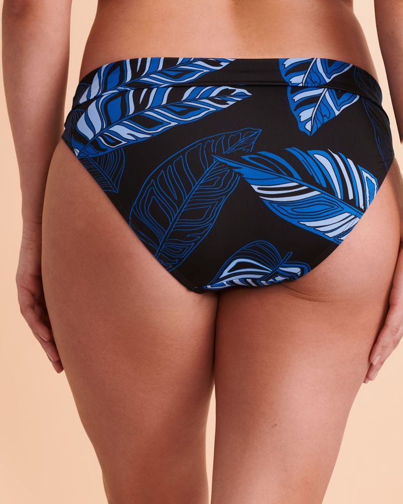 MIDNIGHT LEAVES Folded Waistband Bikini Bottom