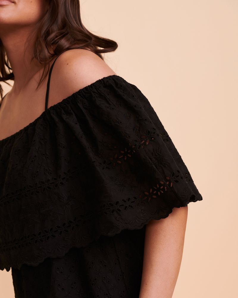 Off-the-shoulder Eyelet Dress