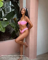 Taffy Pink Ribbed Bandeau Bikini Top