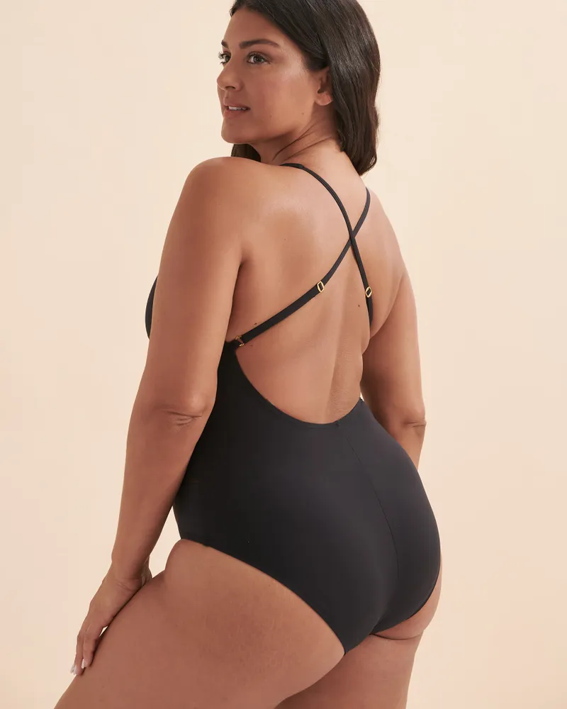 Deep V-Neck Twisted One Piece Swimsuit