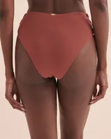 Textured Side Tie High Waist Bikini Bottom