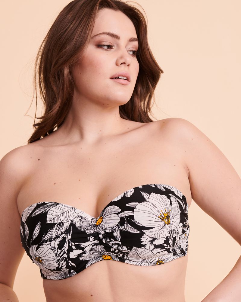 FLORAL D Cup Bandeau Bikini Top