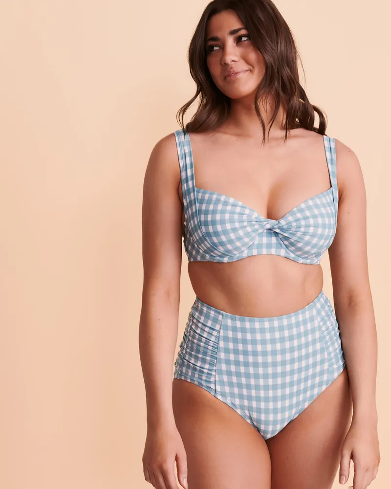 Bas de bikini taille haute GINGHAM