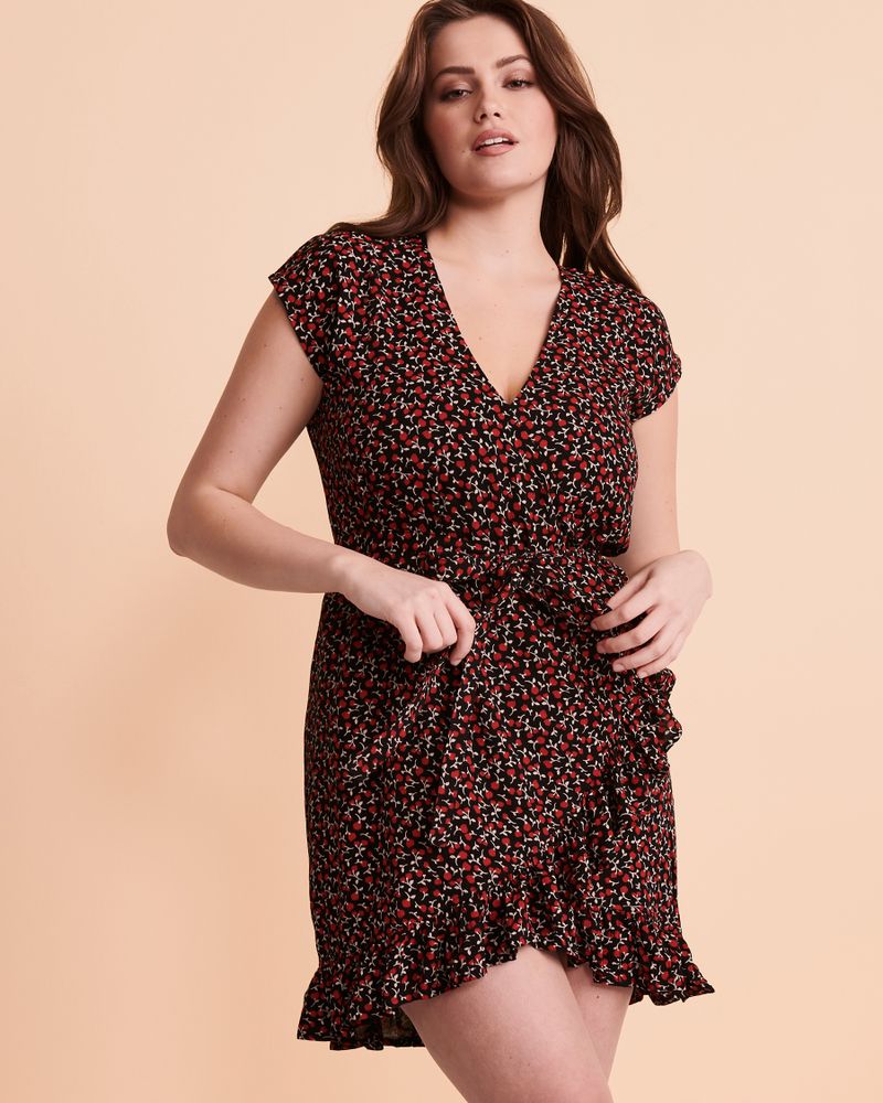 FLOWERING Ruffle Wrap Over Dress