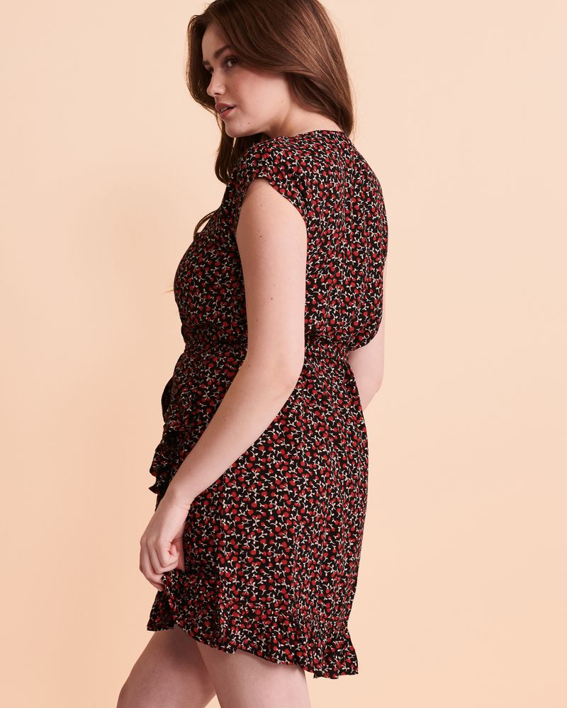 FLOWERING Ruffle Wrap Over Dress