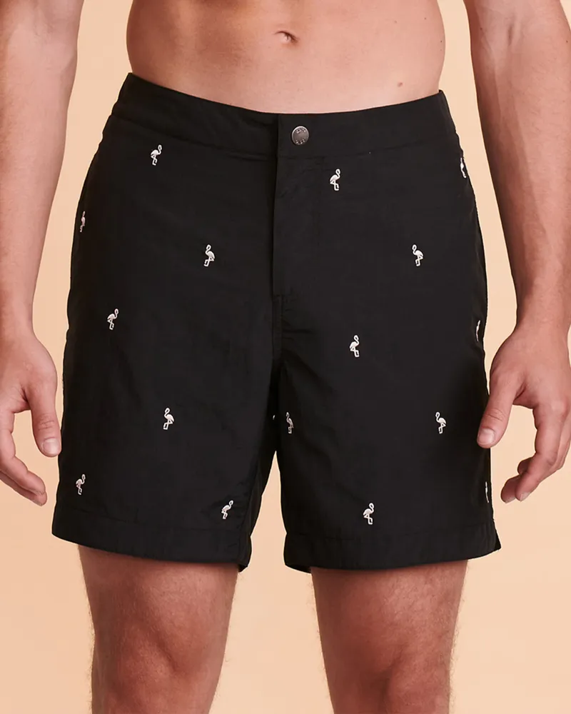 Maillot short brodé FLAMINGO