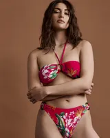 Haut de bikini bandeau licou RED FLOWER