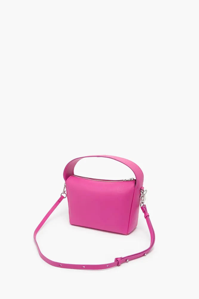 Bolso hobo S piel fucsia