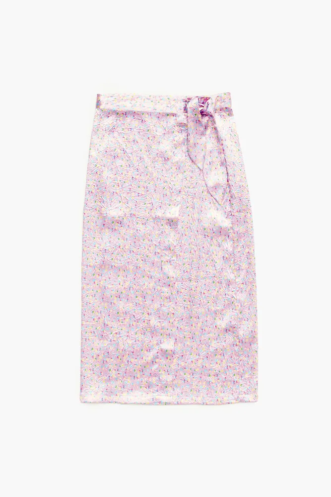 Falda pareo midi print Spraymini rosa