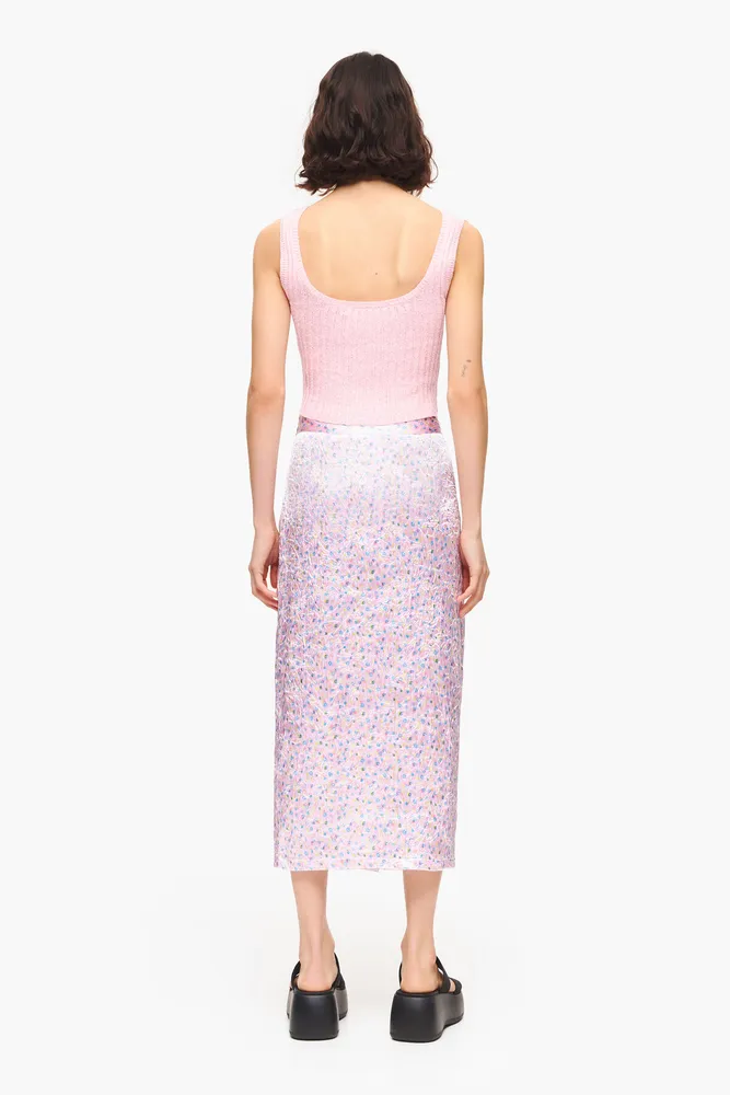 Falda pareo midi print Spraymini rosa