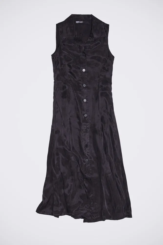 Vestido camisero midi negro