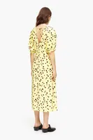 Vestido evasé midi print Small Hearts amarillo