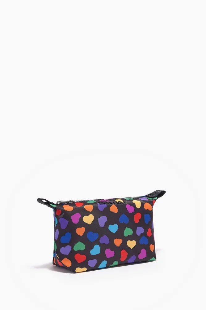 Neceser trapecio S nylon print Hearts negro