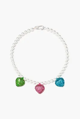 Collar perlas corazones multicolores