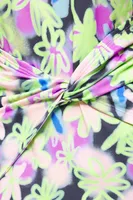 Vestido ajustado midi print Graffiti Flowers lila