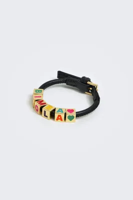 Pulsera cordón letras logo negra