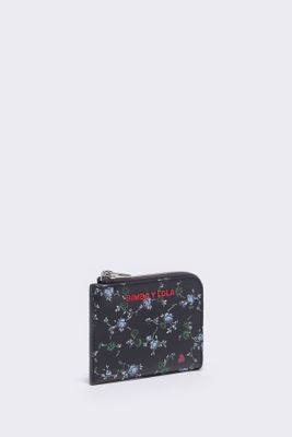 Monedero curvo piel print Flowers negro