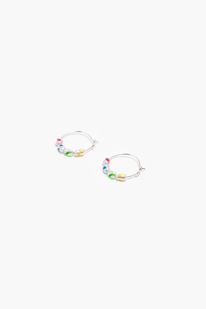 Pendientes aro pequeño perlas multicolores