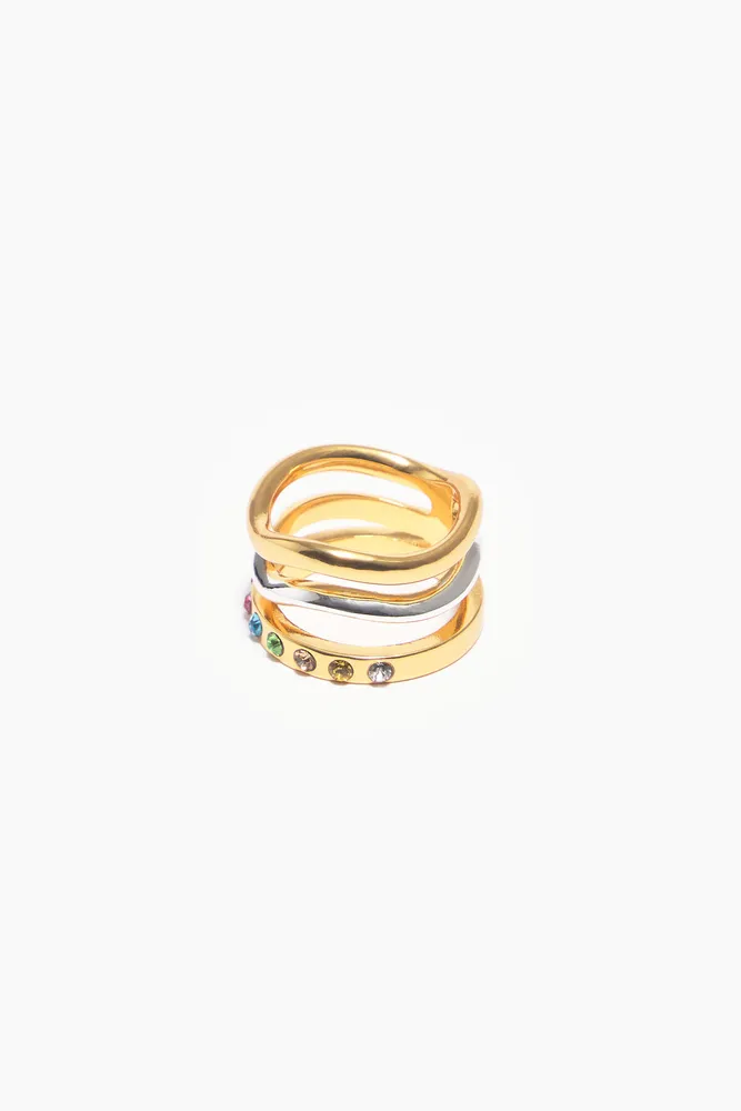 Anillo bandas cristales multicolores