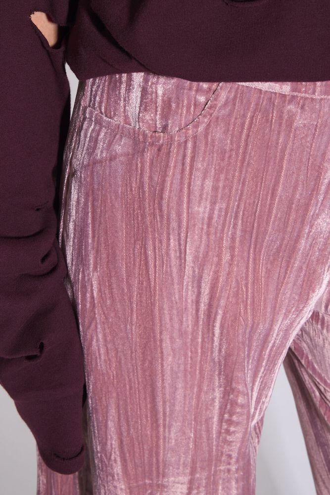 Pantalón fluido terciopelo rosa