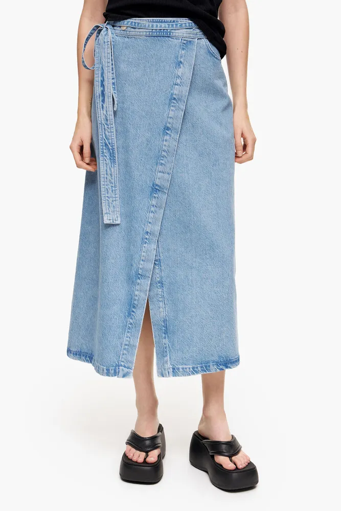 Falda pareo denim midi azul