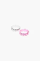 Set anillos corazones rosa