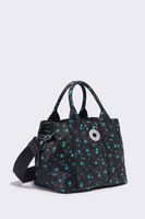 Bolso tote M nylon Rainbow Flowers negro