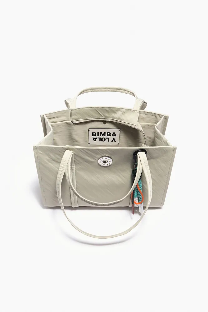 Bolso shopper L nylon caqui claro