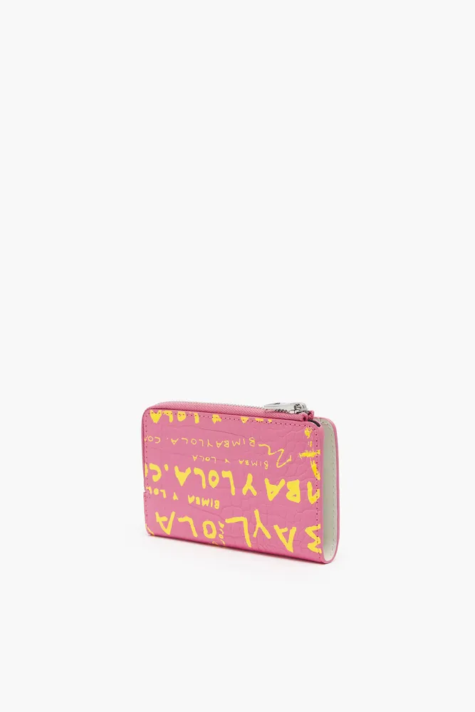 Cartera rectangular cocodrilo rosa