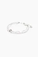 Pulsera doble perlas plateada