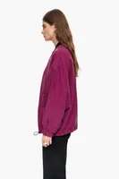 Cazadora bomber cupro vichy fucsia