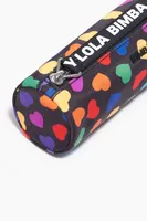 Estuche cilíndrico nylon print Hearts negro