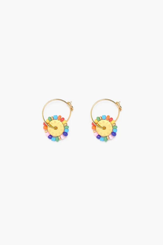 Pendientes aro pequeño piedras multicolores